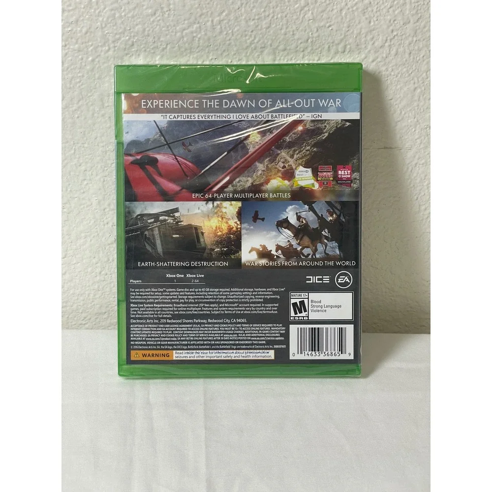 EA‎ Battlefield 1 Video Game Xbox One New Sealed First Person Shooter WWI DICE